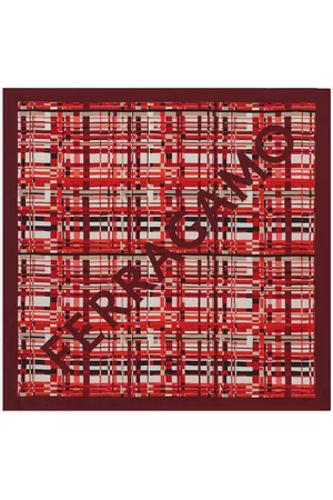 Salvatore Ferragamo Donna Sciarpe - Check-print silk foulard scarf - Rosso