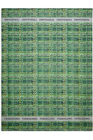 Salvatore Ferragamo Donna Sciarpe - Check-print cotton-silk shawl - Verde