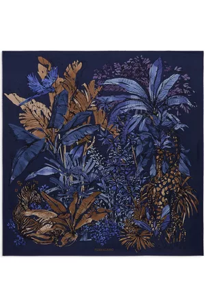Salvatore Ferragamo Donna Sciarpe - Palm tree print silk scarf - Blu