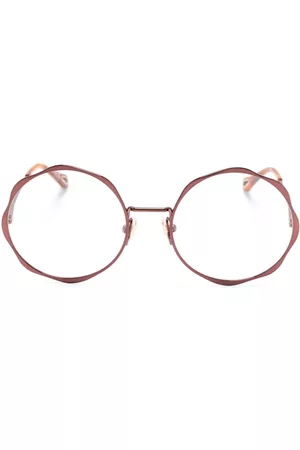 Chloé Occhiali da sole - Logo-engraved round-frame glasses - Marrone