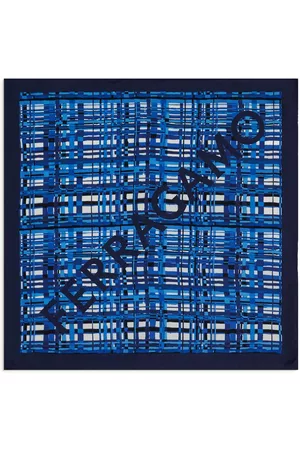 Salvatore Ferragamo Donna Sciarpe - Check-print silk foulard scarf - Blu