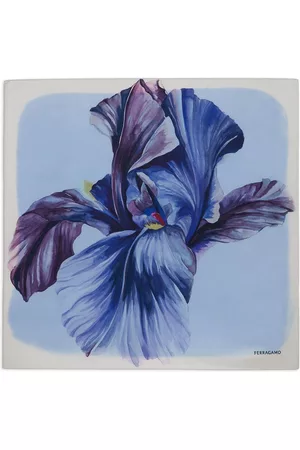 Salvatore Ferragamo Donna Sciarpe - Iris-print silk foulard scarf - Viola