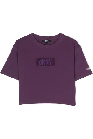 DKNY T-shirt crop con applicazione