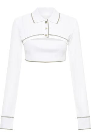 DION LEE Top corto con colletto stile polo