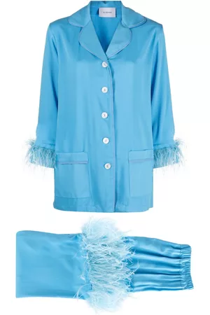 Sleeper Donna Pigiami - Feather-trim pyjama set - Blu