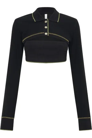 DION LEE Top corto con colletto stile polo
