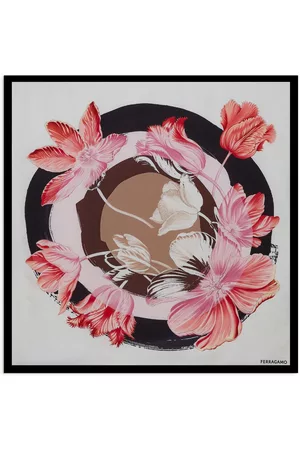 Salvatore Ferragamo Donna Sciarpe - Tulip-print silk scarf - Toni neutri
