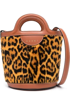 Marni Donna Borse a tracolla - Leopard-print leather bucket bag - Marrone