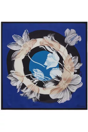 Salvatore Ferragamo Donna Sciarpe - Tulip-print silk scarf - Blu