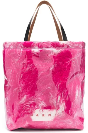 Marni Donna Shopper e tote bag - Faux-fur logo-print tote bag - Rosa