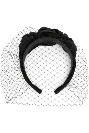 Jennifer Behr Donna Accessori per capelli - Veil-detail silk hairband - Nero