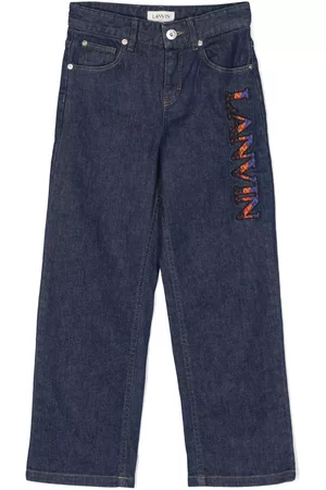 Lanvin Jeans - Curb logo-embroiderd straight-leg jeans - Blu