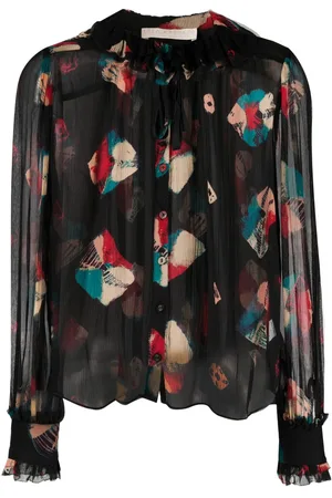 ULLA JOHNSON Blusa semi trasparente con stampa astratta