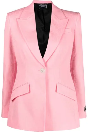 VERSACE Blazer monopetto con logo jacquard