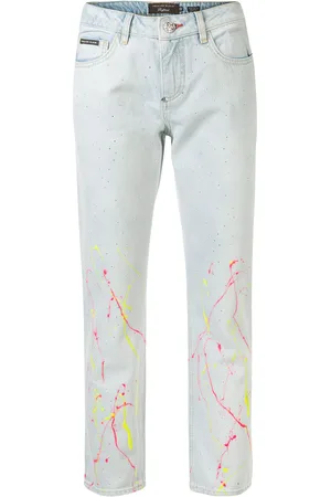 Philipp Plein Jeans dritti con effetto vernice