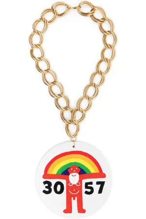 WALTER VAN BEIRENDONCK Collana a catena con placca logo oversize
