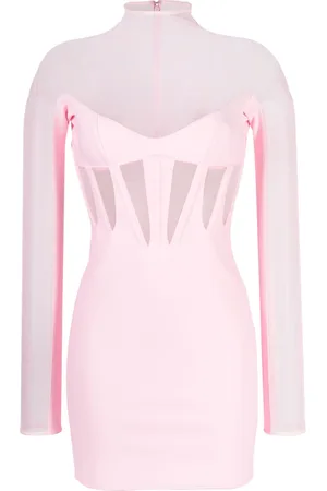 MUGLER Abito corto Corset Illusion con inserti trasparenti
