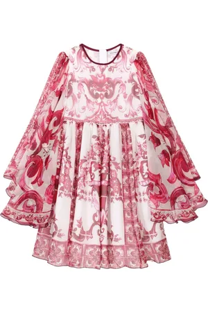 Dolce & Gabbana Abito drappeggiato con stampa maioliche