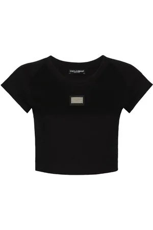 Dolce & Gabbana T-shirt crop con placca logo