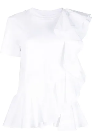 Alexander McQueen T-shirt asimmetrica con ruches