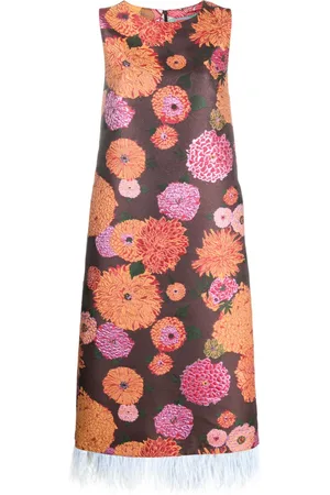 La DoubleJ Abito midi Column a fiori jacquard