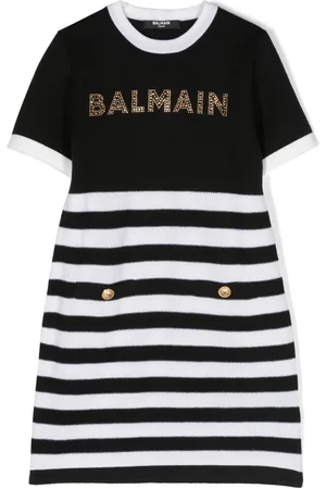Balmain Abito a righe con cristalli
