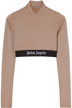 Palm Angels T-shirt crop con banda logo
