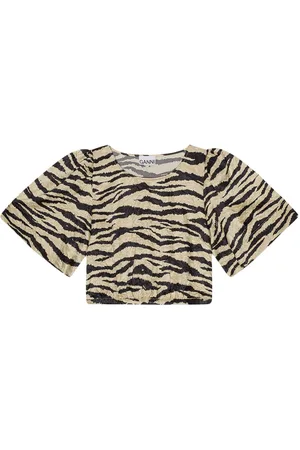 Ganni T-shirt crop con stampa