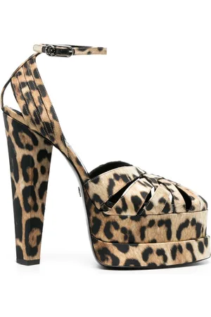 Roberto Cavalli Sandali leopardati con plateau