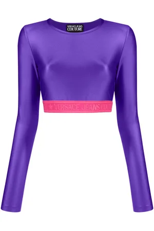VERSACE Top corto con banda logo