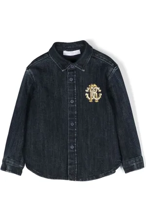 Roberto Cavalli Camicia denim con ricamo