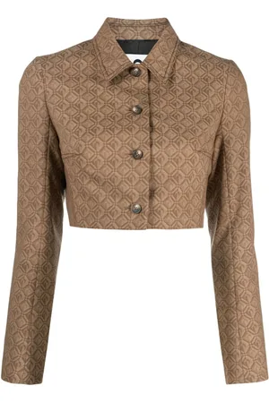 Marine Serre Giacca crop Moon Diamant jacquard
