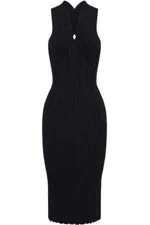 DION LEE Abito midi Snakeskin smanicato