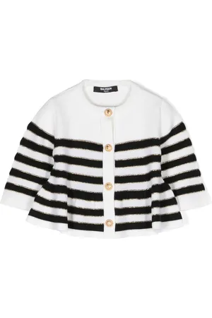 Balmain Cardigan a righe con peplum