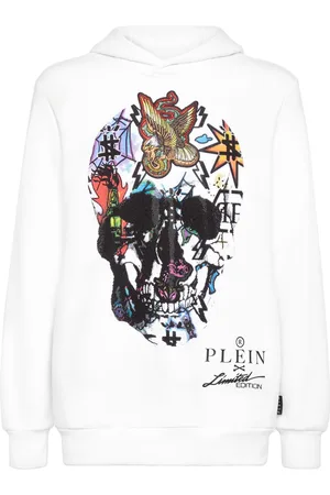 Philipp Plein Felpa con stampa teschio e cristalli