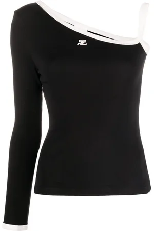 Courrèges Top monospalla con ricamo