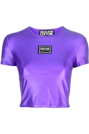 VERSACE T-shirt crop con applicazione