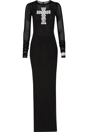 Dolce & Gabbana Cross-embellished tulle long dress