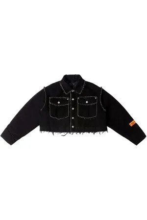 Heron Preston Giacca denim crop con effetto vissuto