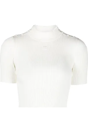 Courrèges Top crop con ricamo