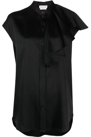 Alexander McQueen Blusa smanicata con ruches