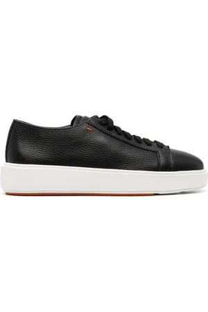 santoni Polished-finish lace-up sneakers