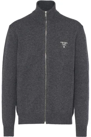 Prada Camicia con zip e logo ricamato