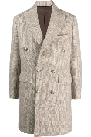 BARBA Herringbone double-breasted coat