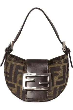 Fendi Borsa a mano con placca logo FF mini anni 