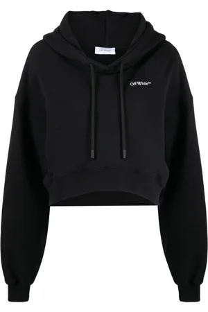 OFF-WHITE Felpa crop con cappuccio