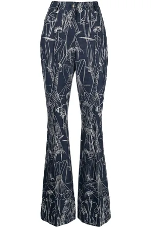 AKRIS Sketch-print flared jeans