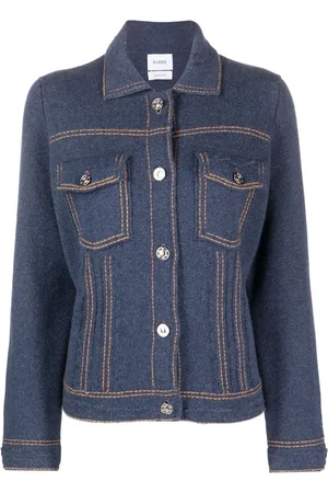 Barrie Cardigan effetto denim con cuciture a contrasto