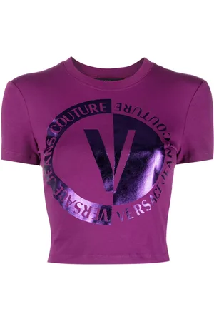 VERSACE T-shirt crop con stampa