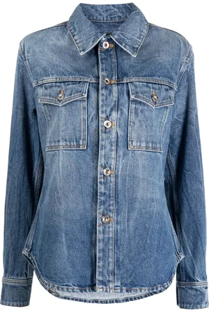 Paco rabanne Giacca denim con dettaglio a catena